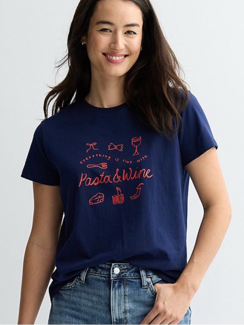 Sonoma Navy pasta and wine Tee with Red Print size XXL